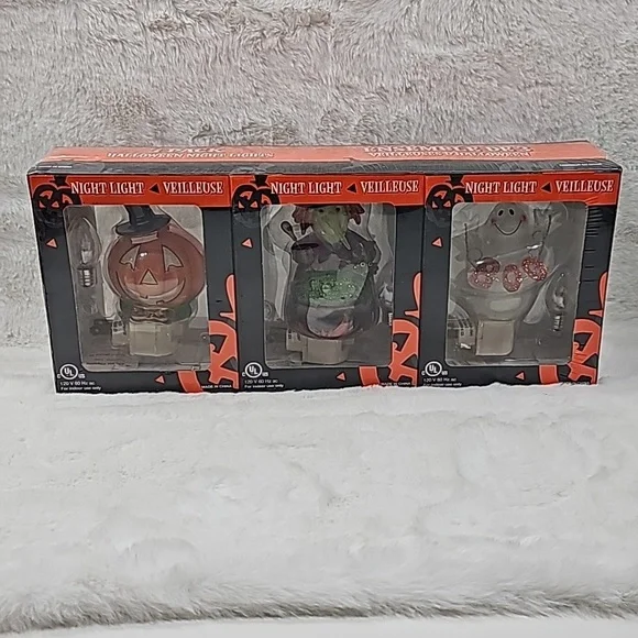 3 Pack Halloween Night Lights Pumpkin, Witch, Ghost - Picture 1 of 8